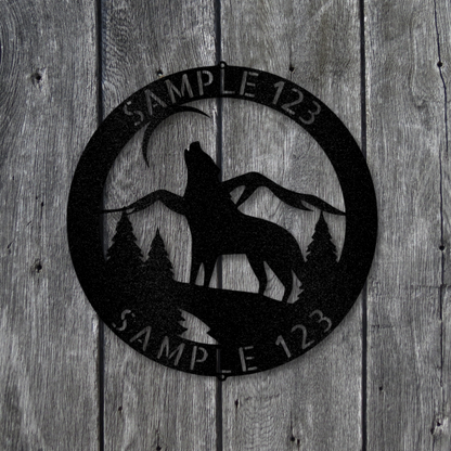 Howling Wolf Monogram - Steel Sign